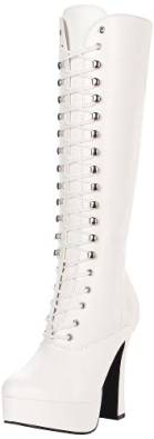 Platform Heel Lace-Up Boots in black, white, pink and silver