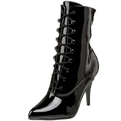 Lace-Up Stiletto Combat Boots in black