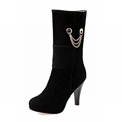 Black stiletto heel ankle boot with chain detail