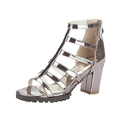 Block Heel Gladiator Sandals in black, white and silver - sexy and comfortable
