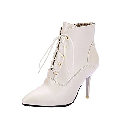 Lace-Up Stiletto Boots in black, white and gold