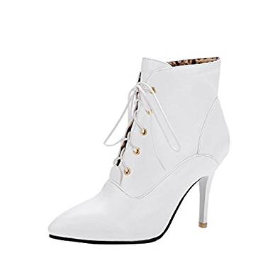 Classy Pointed Toe Stiletto Heel Boot in white, black and gold