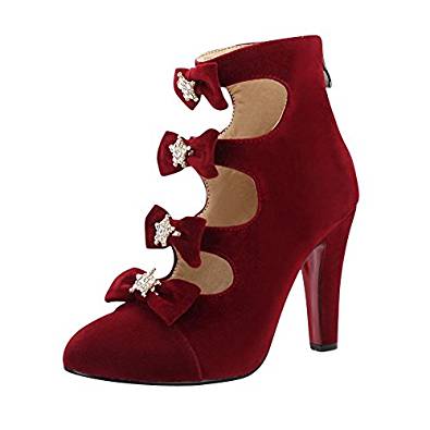 Pretty buckle detail strappy ankle boots in black, brown and red