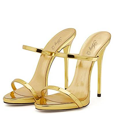 Strappy Stiletto Heel Mules in gold and rose gold