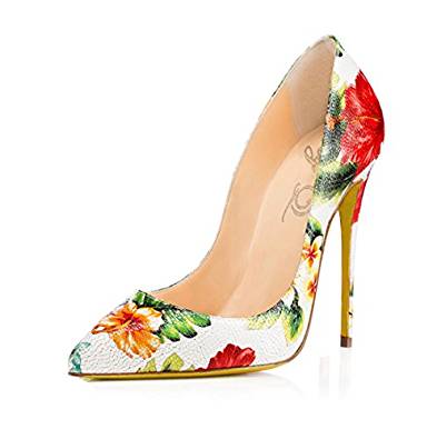 Floral pattern stiletto heel court shoes