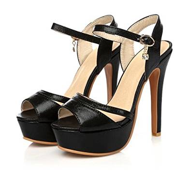 Strappy High Heel Platform Sandals in black, silver and gold