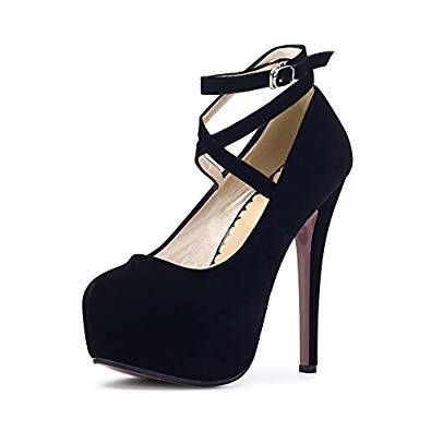 Cross-strap stiletto platform courts in a variety of colours
